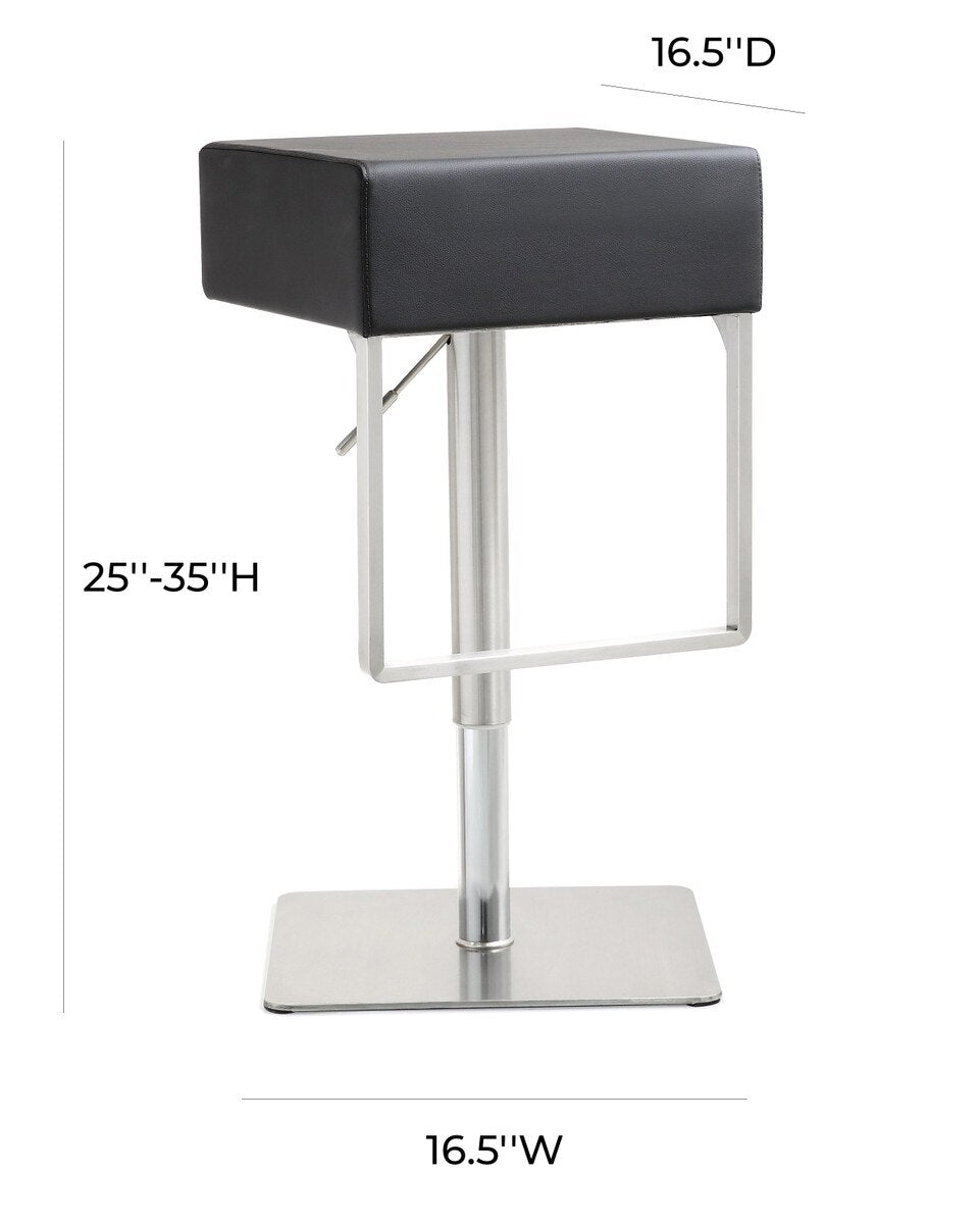 Seville Black Performance Vegan Leather and Stainless Steel Adjustable Barstool