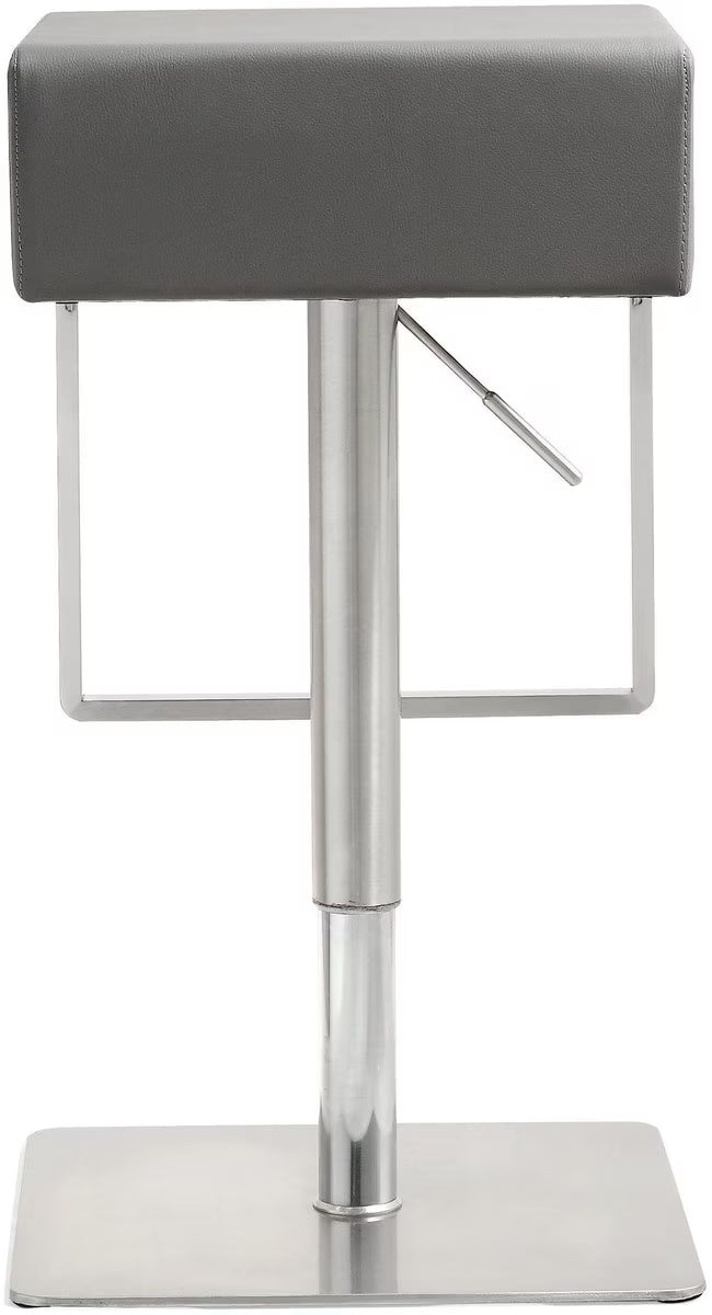 Seville Grey Performance Vegan Leather and Stainless Steel Adjustable Barstool