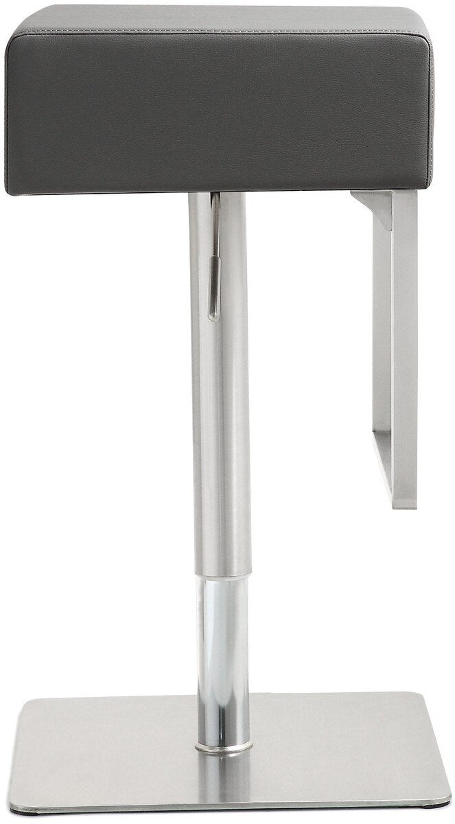 Seville Grey Performance Vegan Leather and Stainless Steel Adjustable Barstool