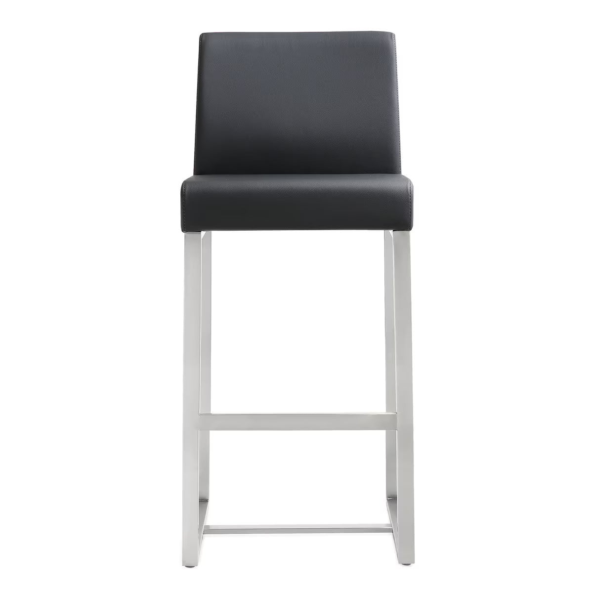 Denmark Black Performance Vegan Leather and Stainless Steel Counter Stool - Set of 2