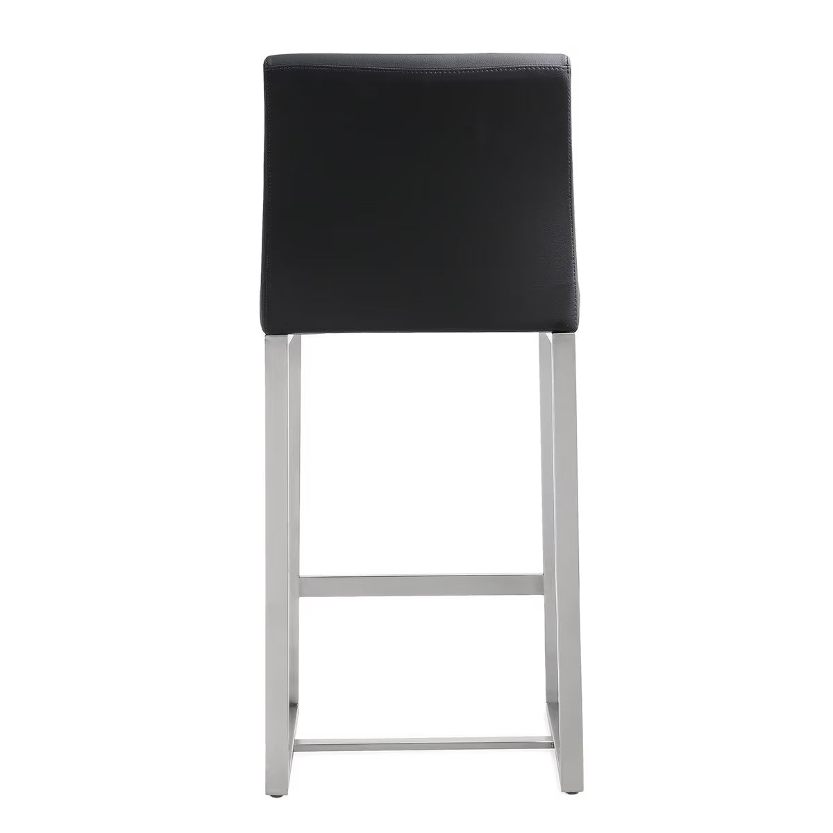 Denmark Black Performance Vegan Leather and Stainless Steel Counter Stool - Set of 2