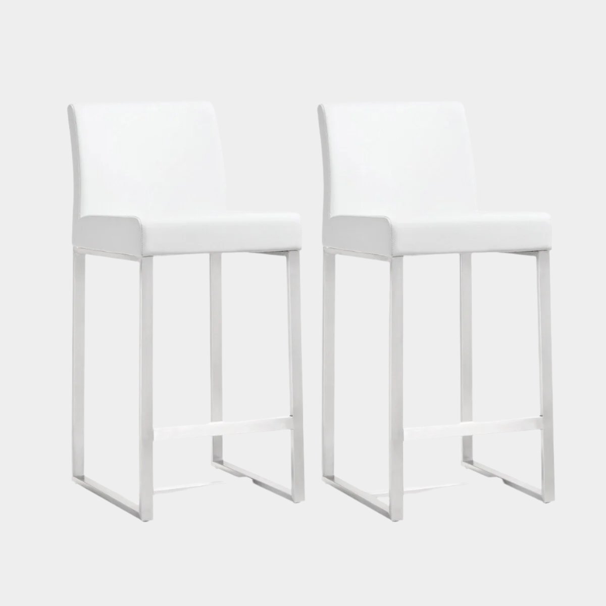 Denmark Performance Vegan Leather Stool with Silver Base - Set of 2