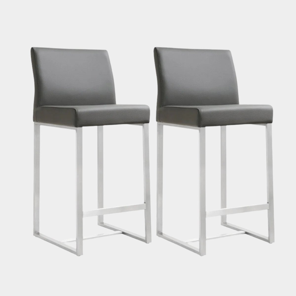 Denmark Performance Vegan Leather Stool with Silver Base - Set of 2