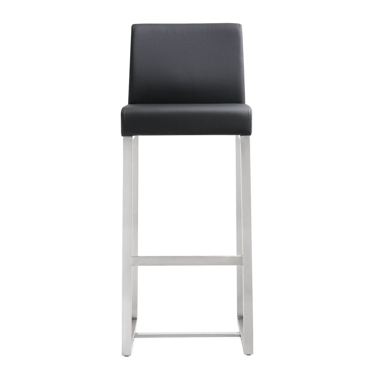 Denmark Black Performance Vegan Leather and Stainless Steel Barstool - Set of 2