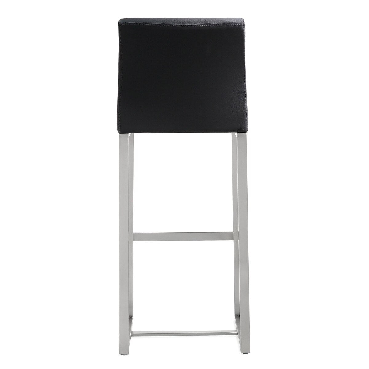 Denmark Black Performance Vegan Leather and Stainless Steel Barstool - Set of 2