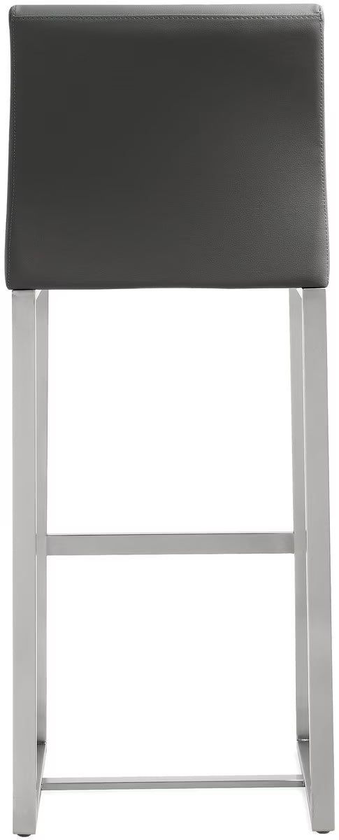 Denmark Grey Performance Vegan Leather and Stainless Steel Barstool - Set of 2