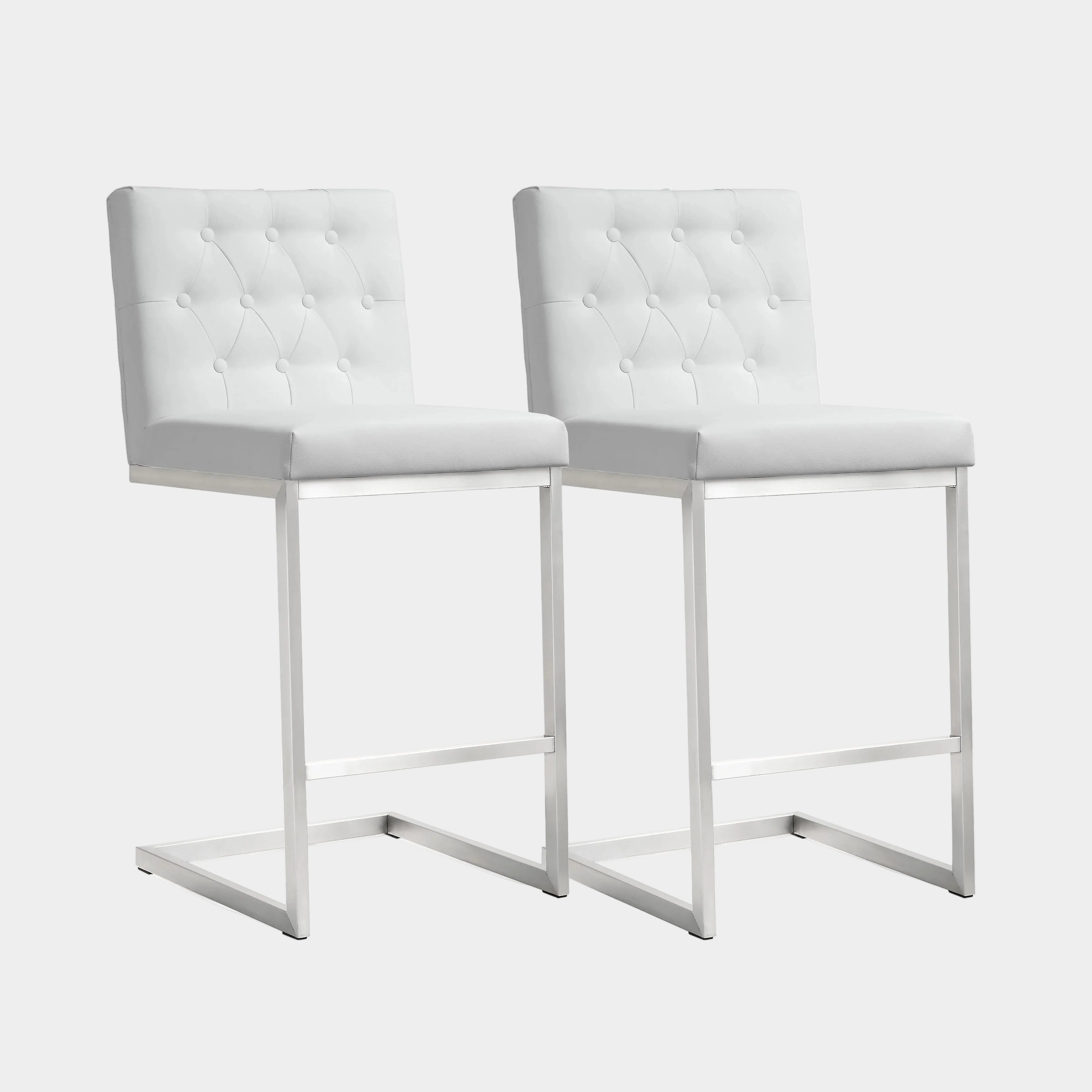 Helsinki White Performance Vegan Leather Stool - Set of 2