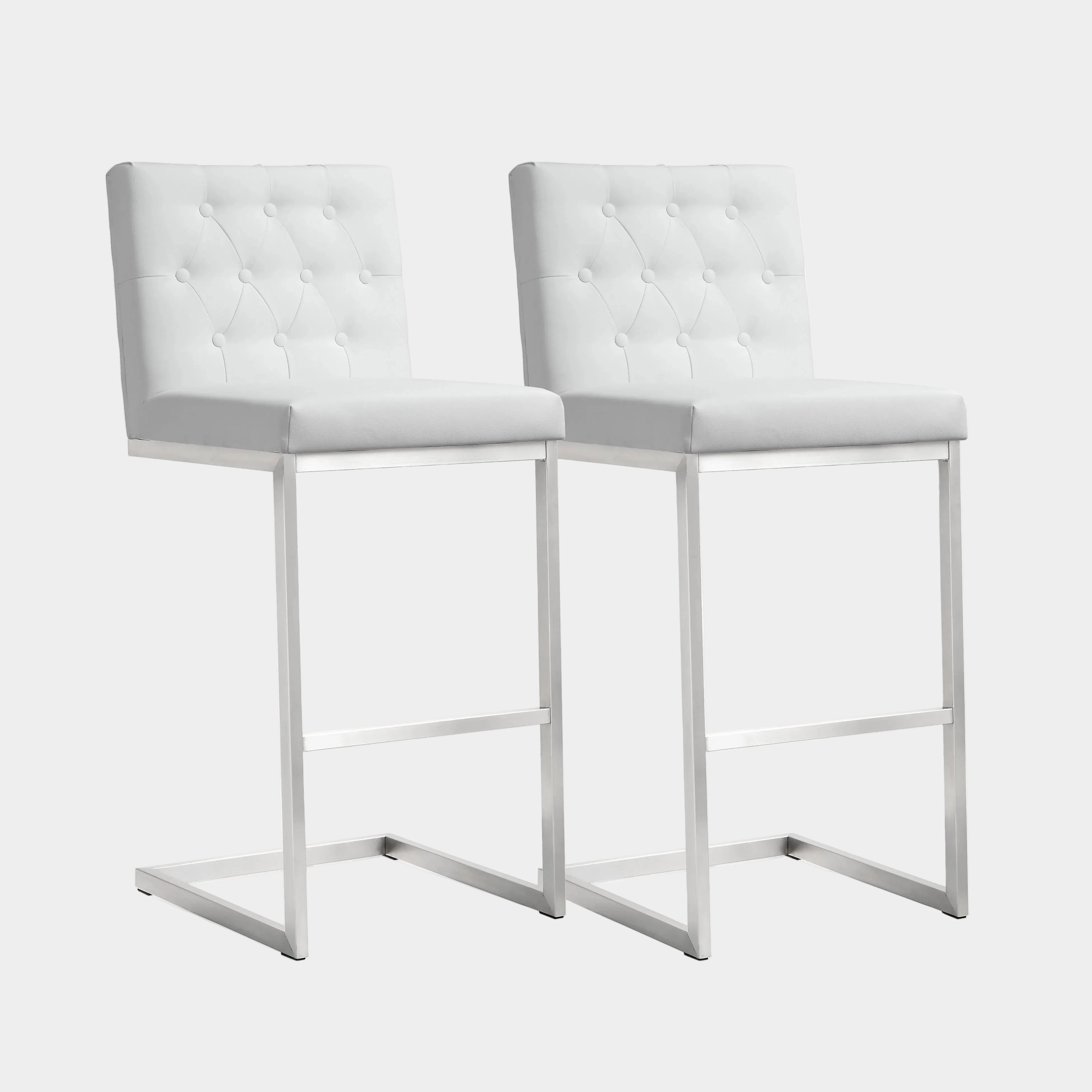 Helsinki White Performance Vegan Leather Stool - Set of 2