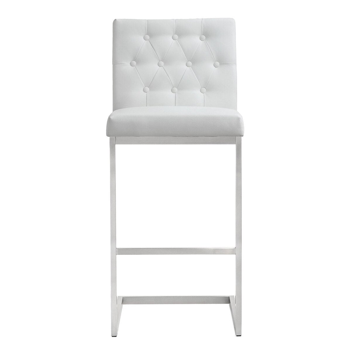 Helsinki White Performance Vegan Leather and Stainless Steel Barstool - Set of 2