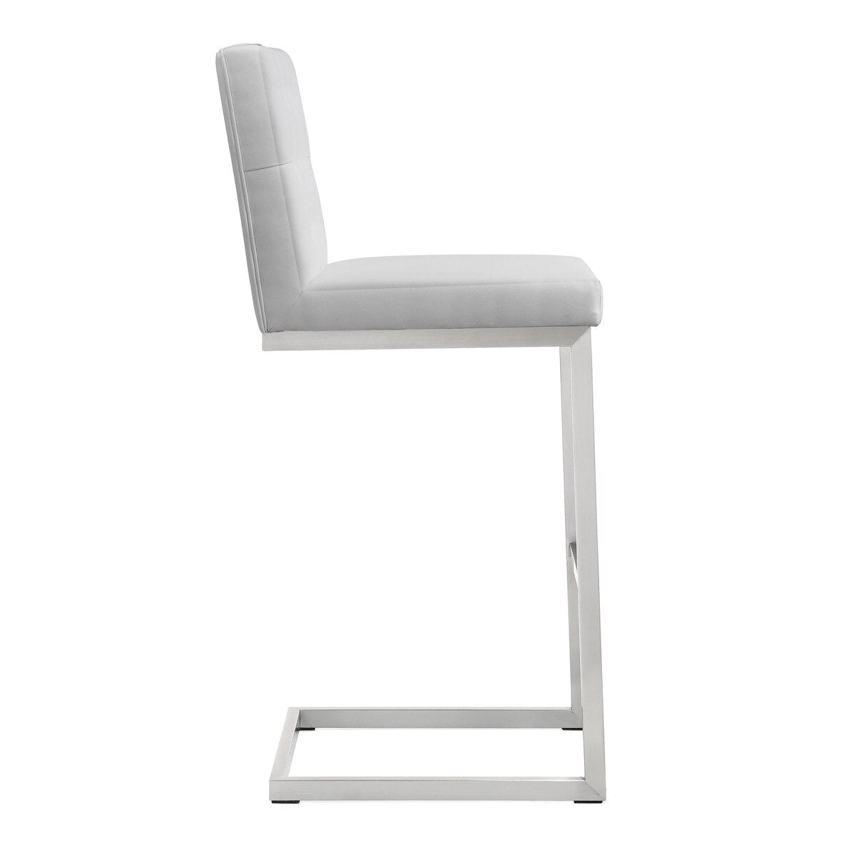 Helsinki White Performance Vegan Leather and Stainless Steel Barstool - Set of 2