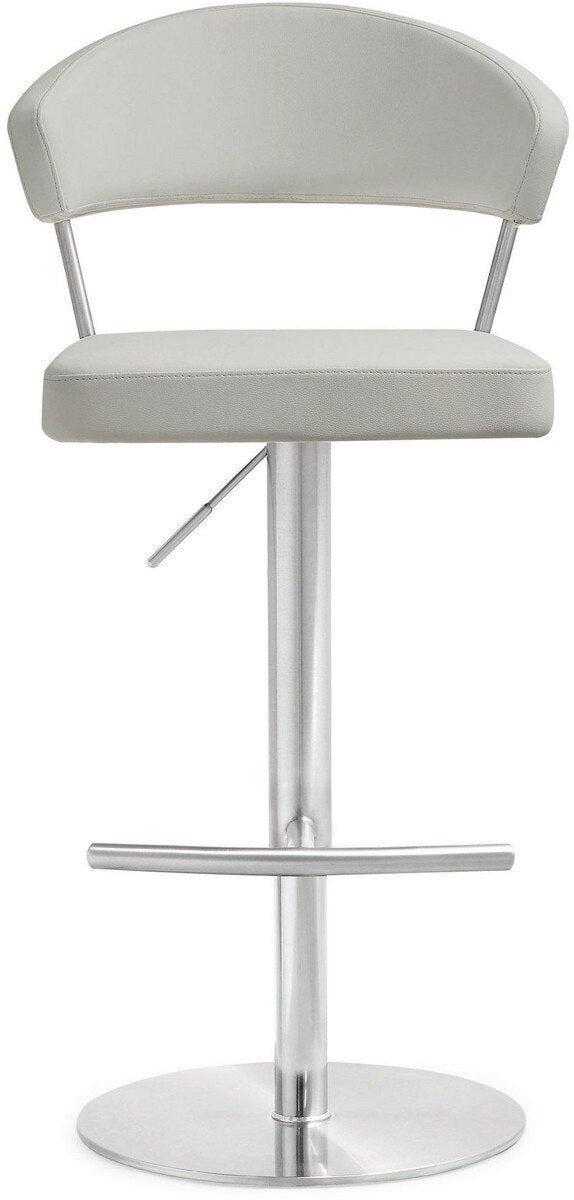 Cosmo Light Grey Performance Vegan Leather and Stainless Steel Barstool