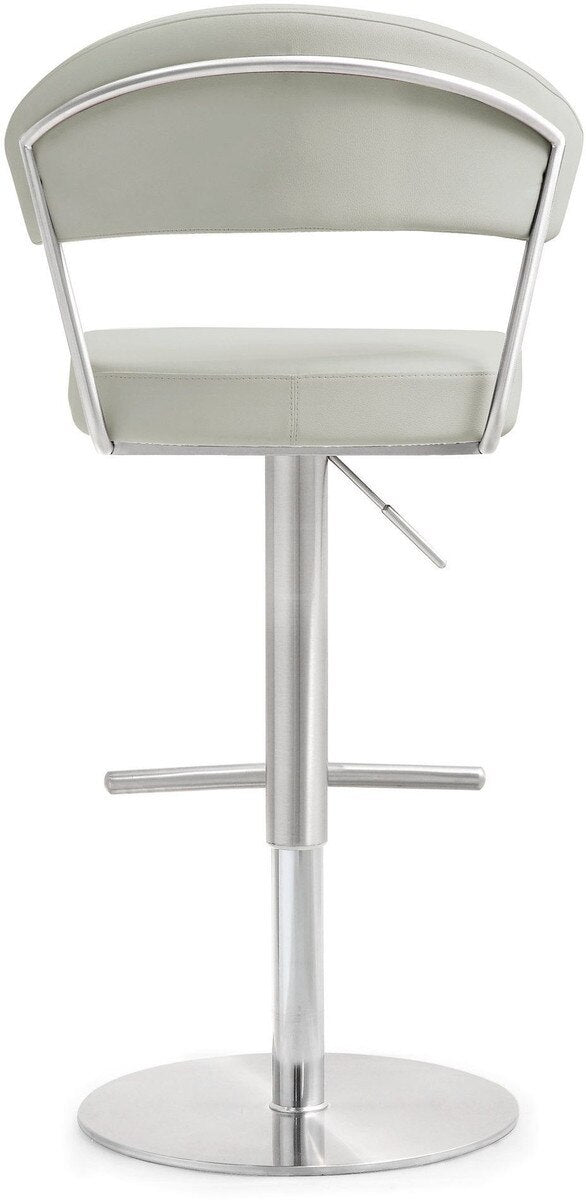 Cosmo Light Grey Performance Vegan Leather and Stainless Steel Barstool