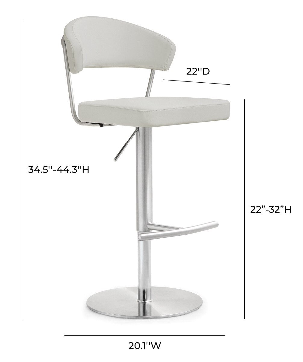 Cosmo Light Grey Performance Vegan Leather and Stainless Steel Barstool