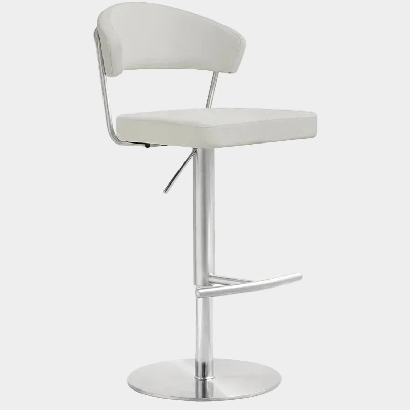 Tabouret de bar Cosmo Light Grey Performance en cuir végétalien et acier inoxydable