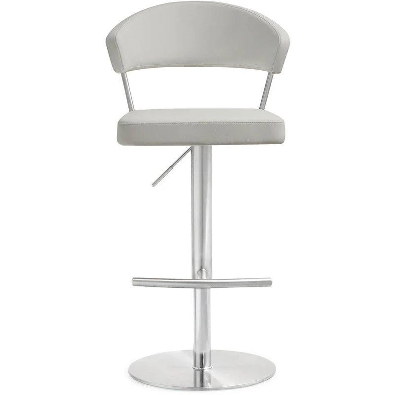 Tabouret de bar Cosmo Light Grey Performance en cuir végétalien et acier inoxydable