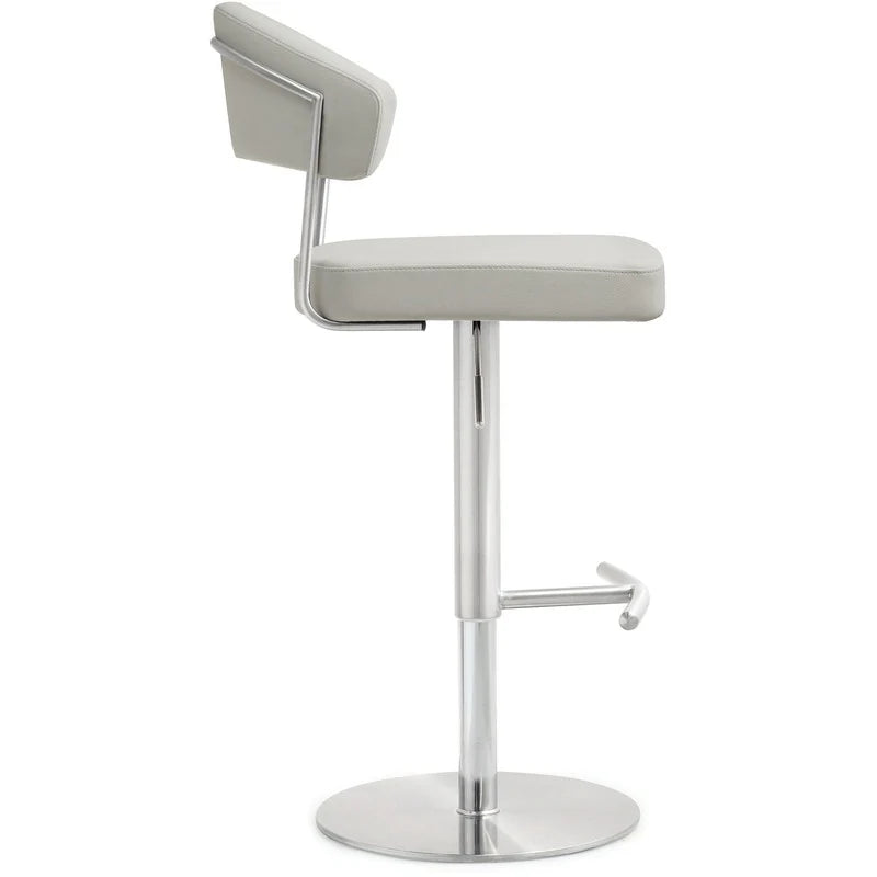Tabouret de bar Cosmo Light Grey Performance en cuir végétalien et acier inoxydable