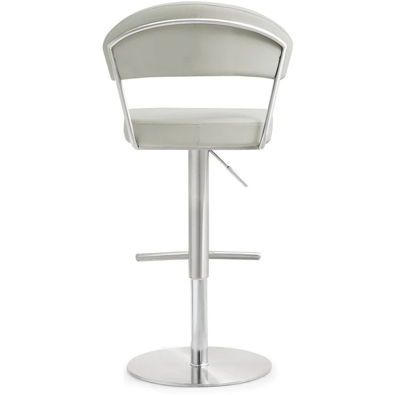 Tabouret de bar Cosmo Light Grey Performance en cuir végétalien et acier inoxydable