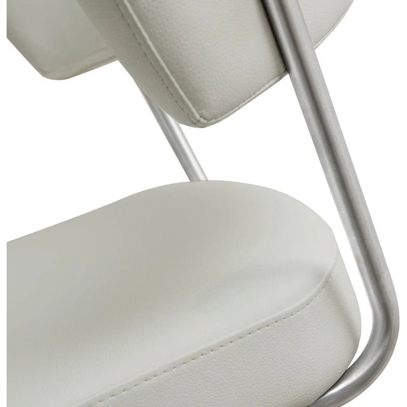 Tabouret de bar Cosmo Light Grey Performance en cuir végétalien et acier inoxydable