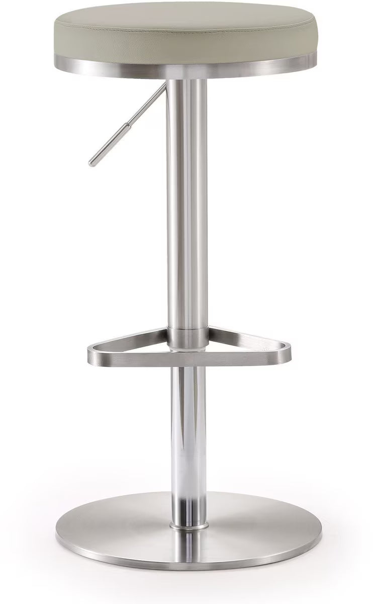 Fano Light Grey Performance Vegan Leather and Stainless Steel Barstool