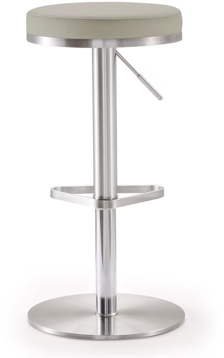 Fano Light Grey Performance Vegan Leather and Stainless Steel Barstool