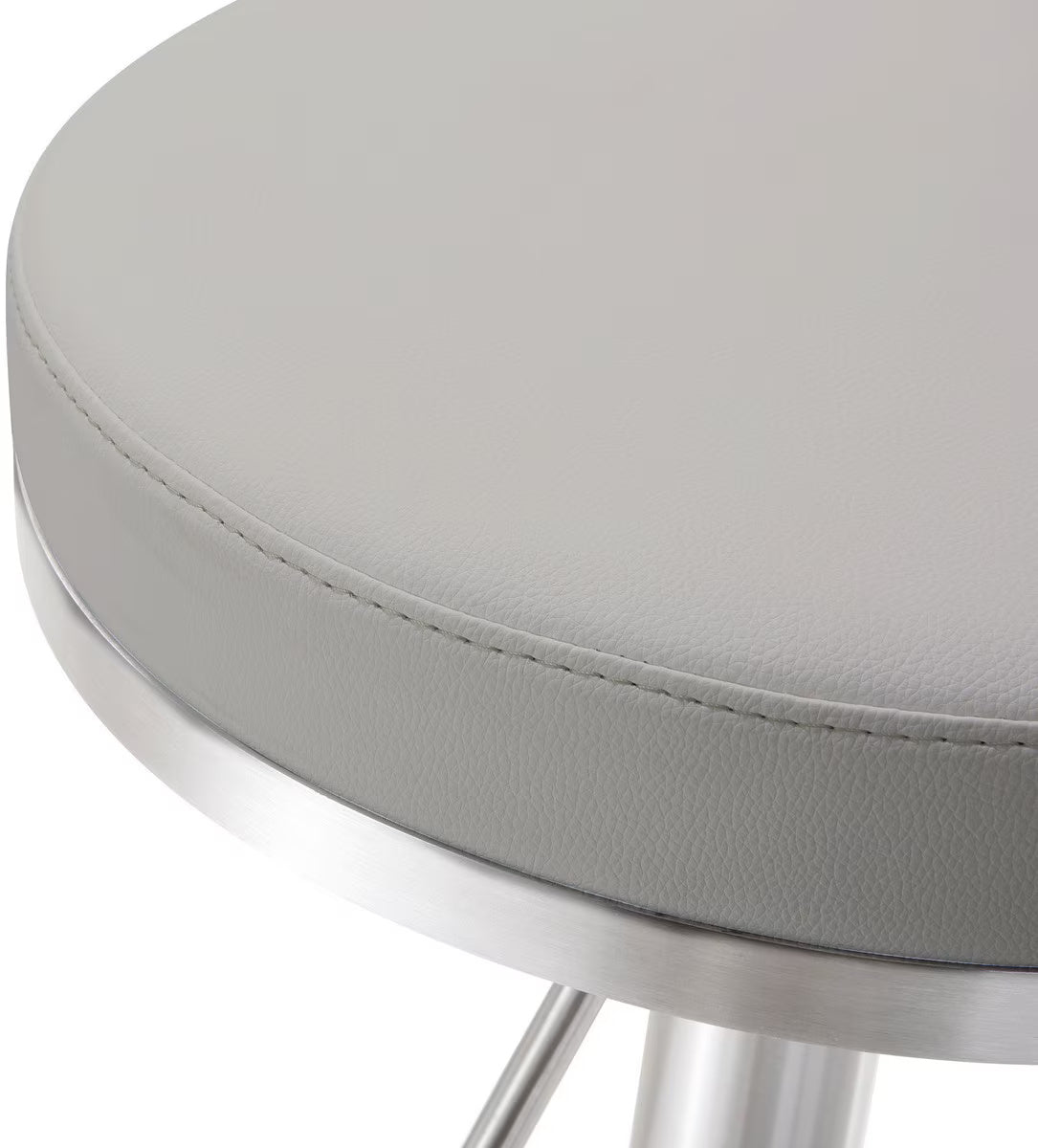 Fano Light Grey Performance Vegan Leather and Stainless Steel Barstool