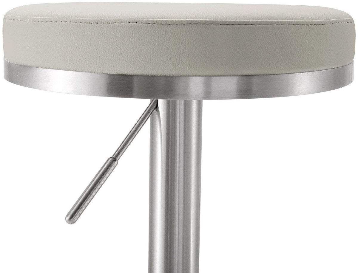 Fano Light Grey Performance Vegan Leather and Stainless Steel Barstool