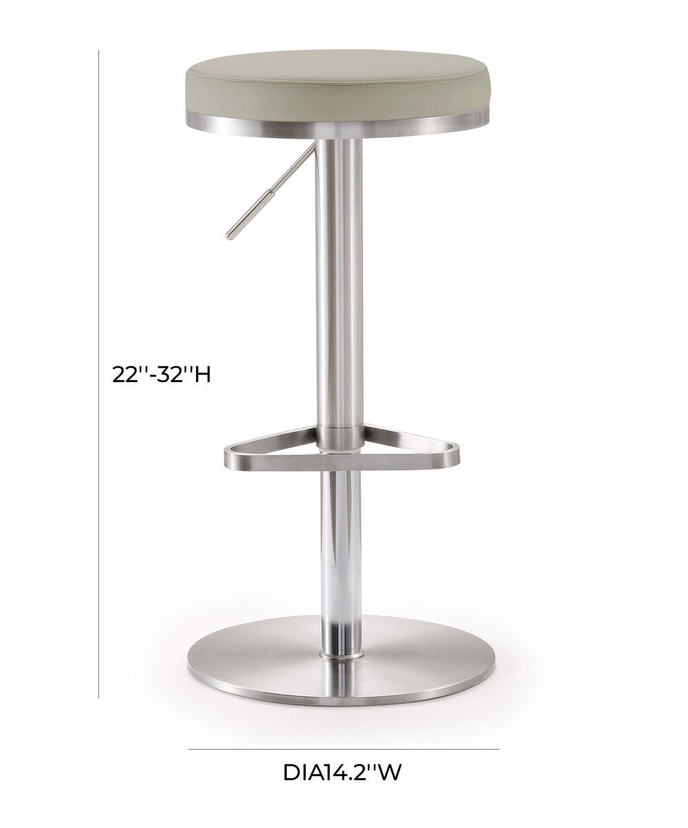 Fano Light Grey Performance Vegan Leather and Stainless Steel Barstool