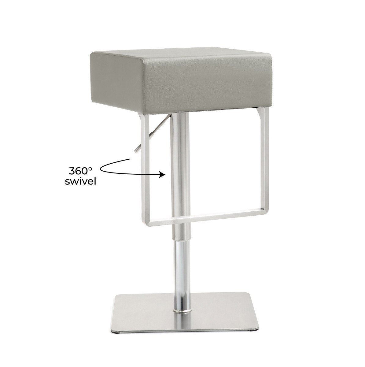 Seville Light Grey Performance Vegan Leather Adjustable Barstool