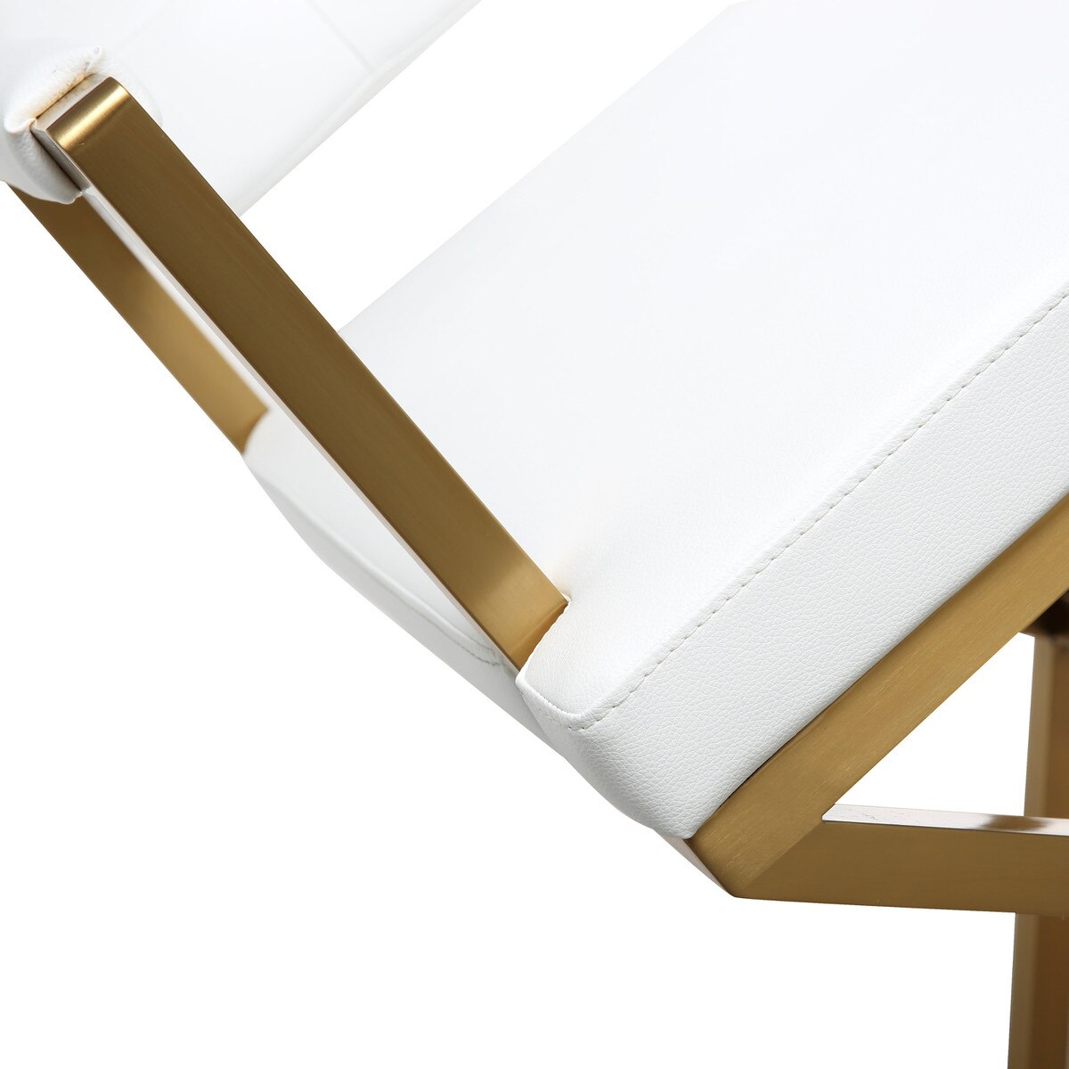 Director White Performance Vegan Leather and Gold Steel Counter Stool