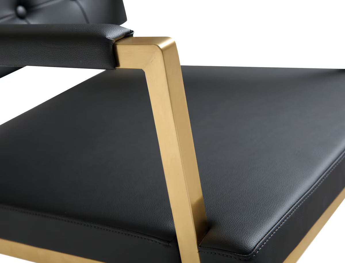 Director Black Performance Vegan Leather and Gold Steel Barstool