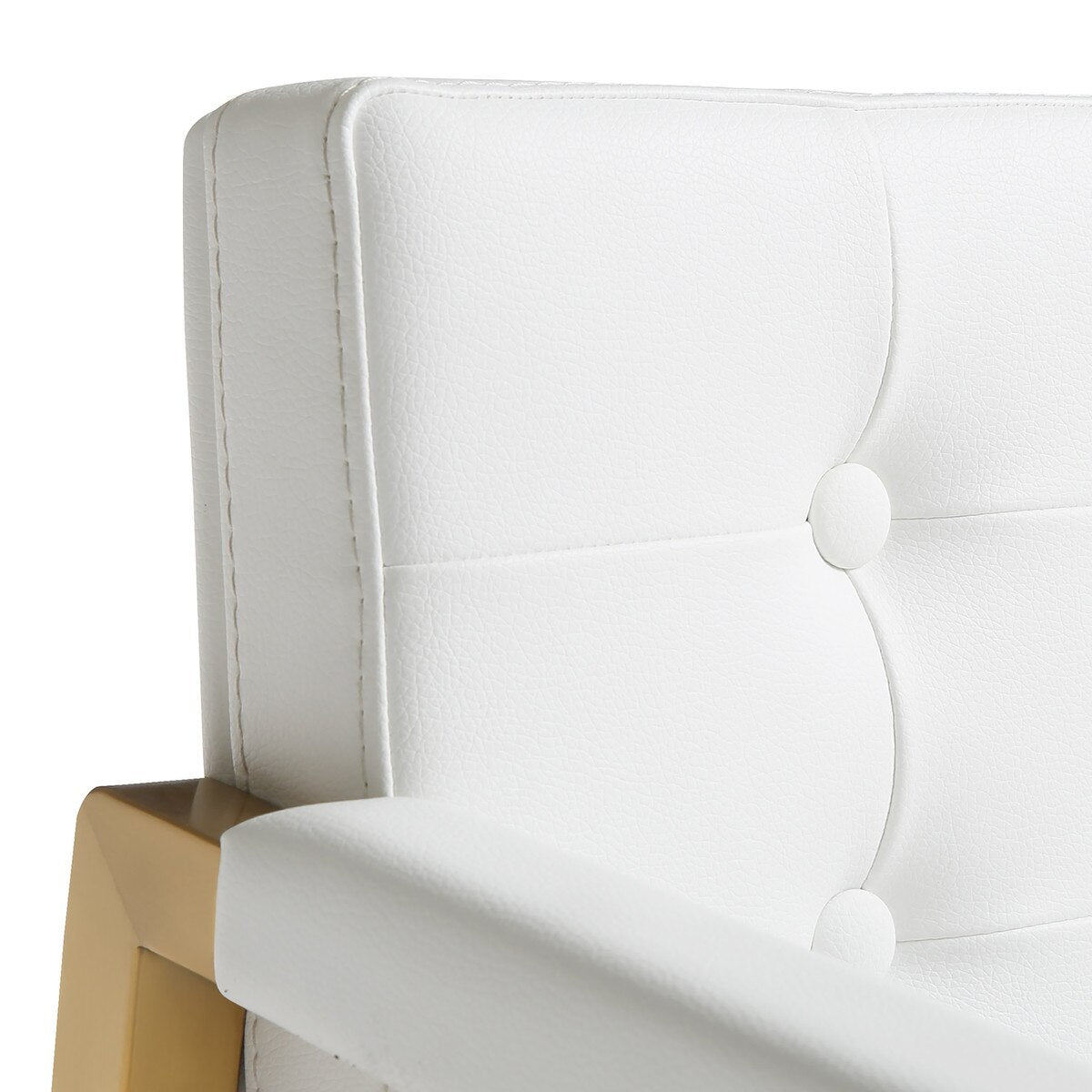 Director White Performance Vegan Leather and Gold Steel Barstool