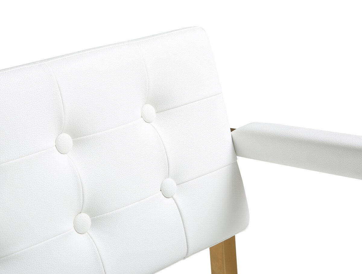 Director White Performance Vegan Leather and Gold Steel Barstool