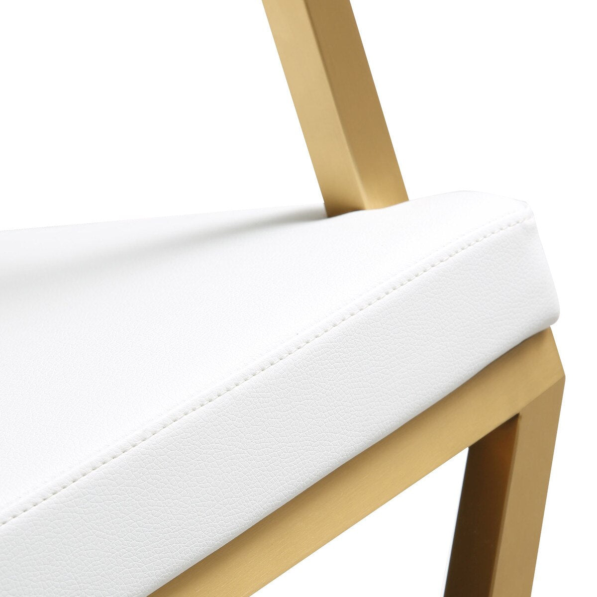 Director White Performance Vegan Leather and Gold Steel Barstool