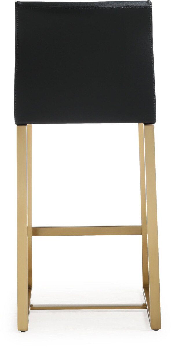 Denmark Black Performance Vegan Leather and Gold Steel Counter Stool - Set of 2