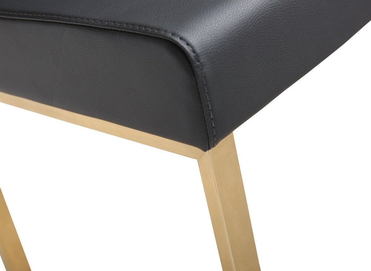 Denmark Black Performance Vegan Leather and Gold Steel Counter Stool - Set of 2