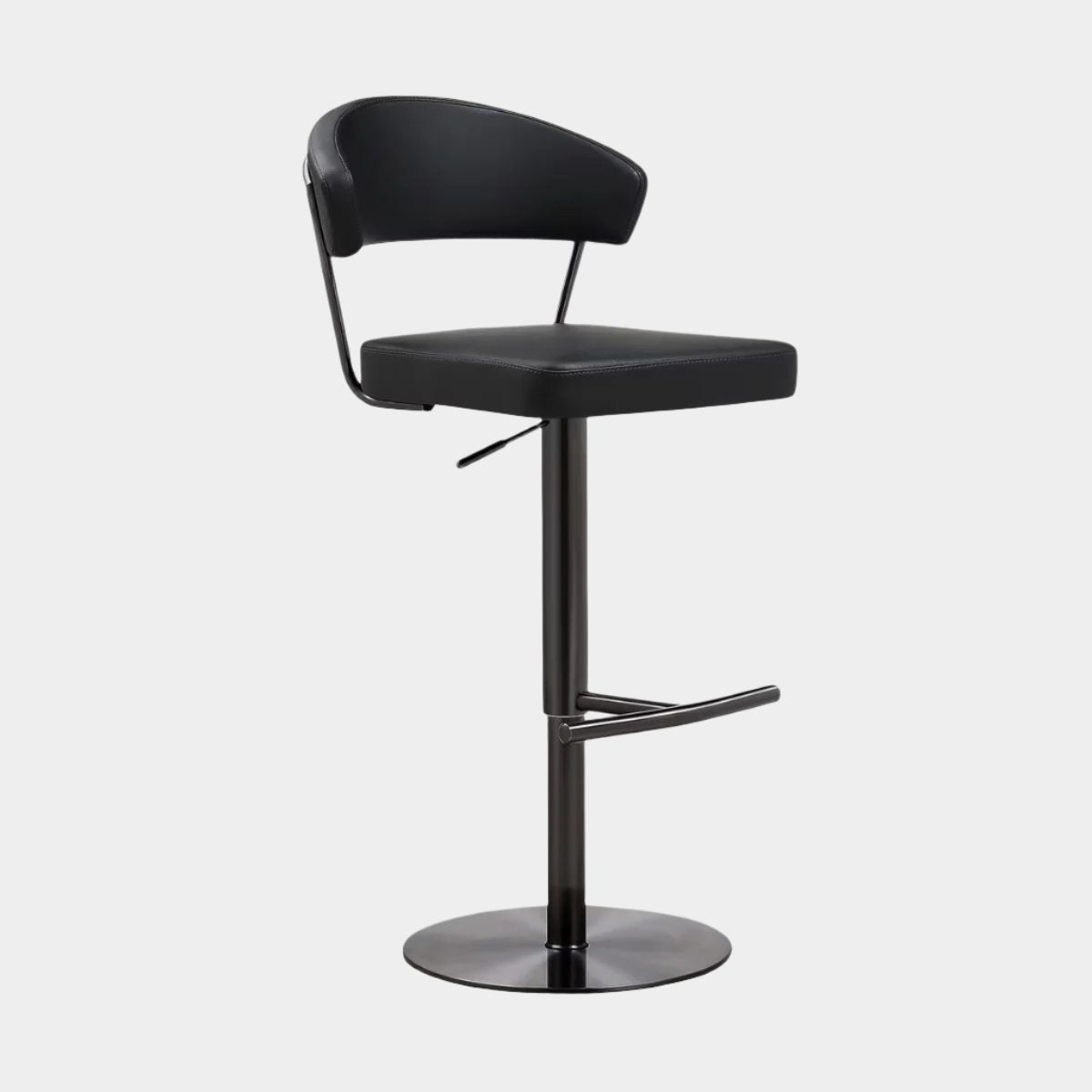 Cosmo Black Performance Vegan Leather on Black Steel Barstool