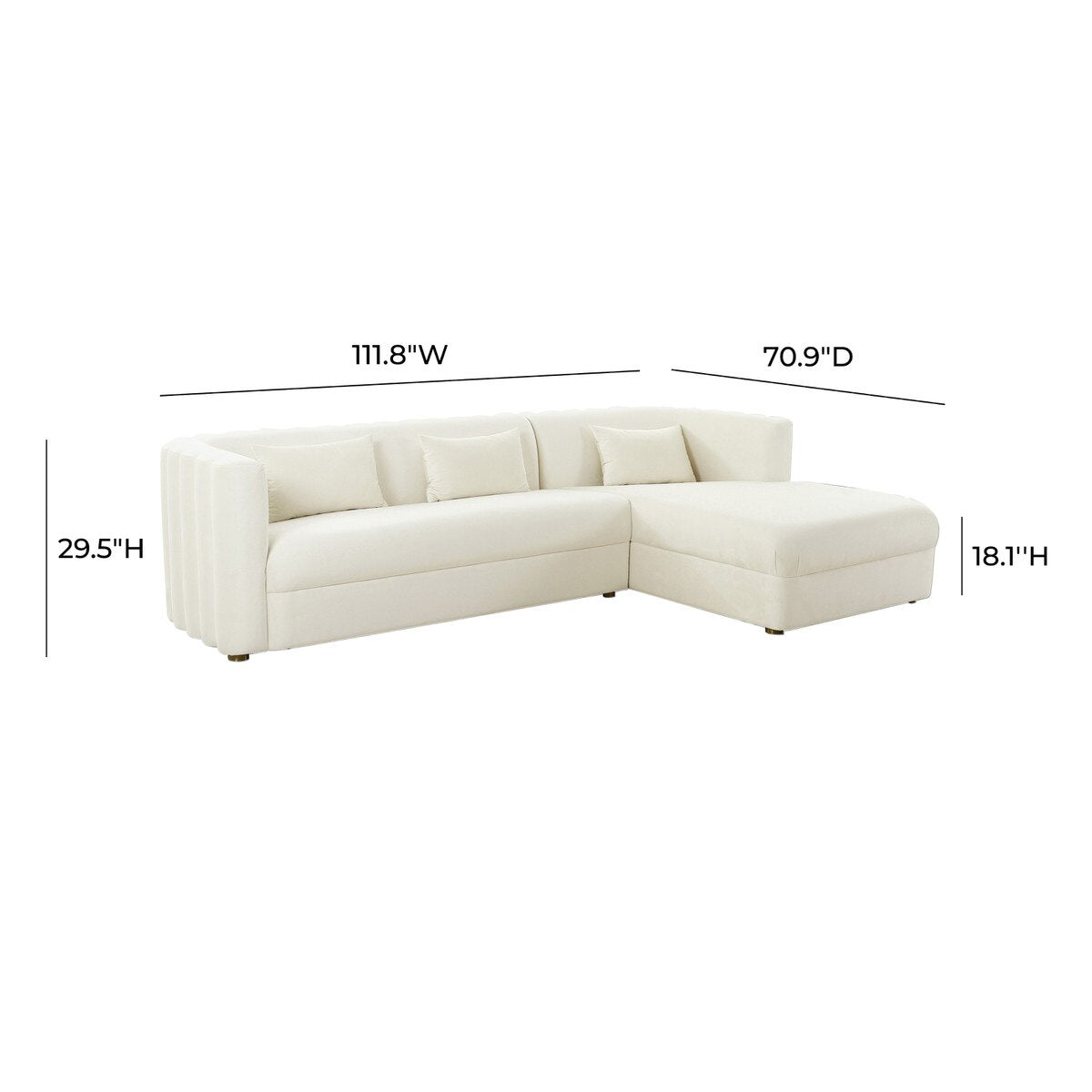 Callie Cream Velvet Sectional - RAF