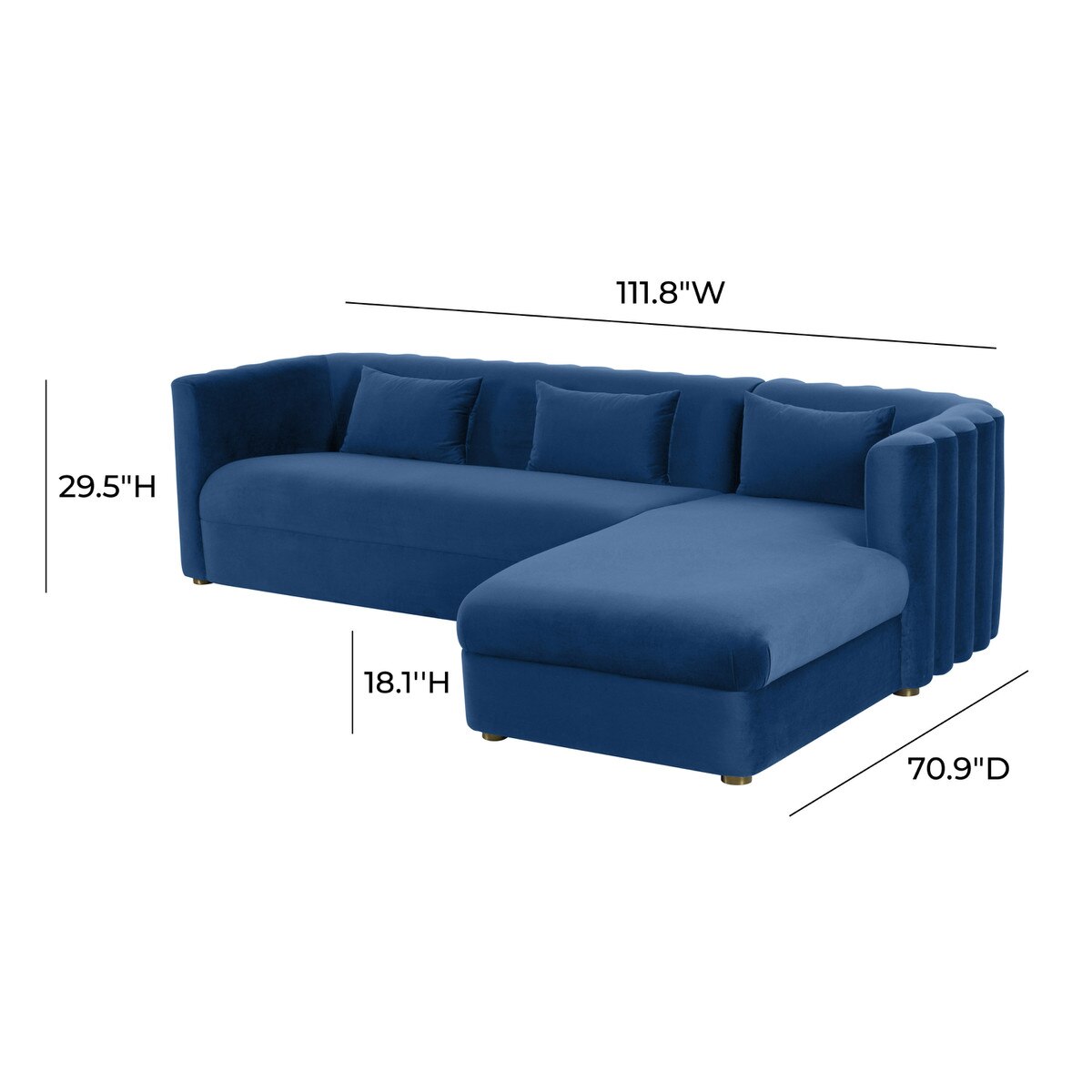 Callie Navy Velvet Sectional - RAF