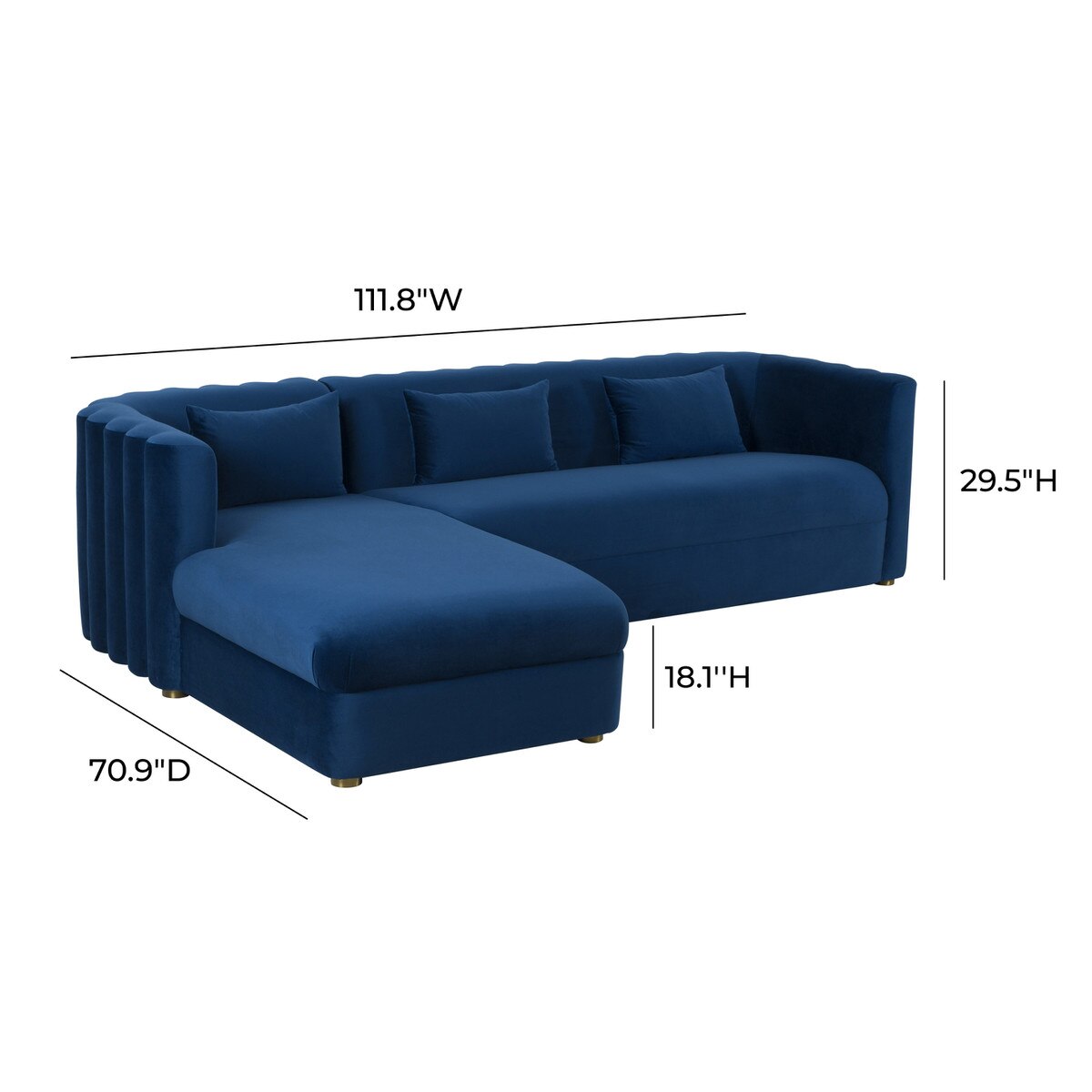 Callie Navy Velvet Sectional - LAF