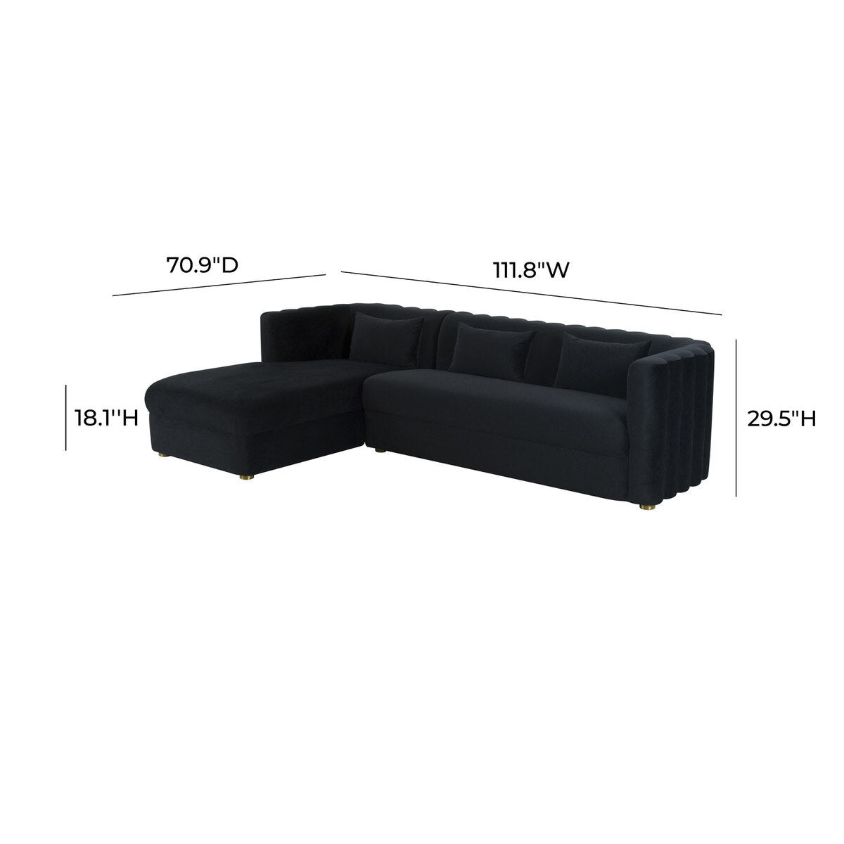 Callie Black Velvet Sectional - LAF