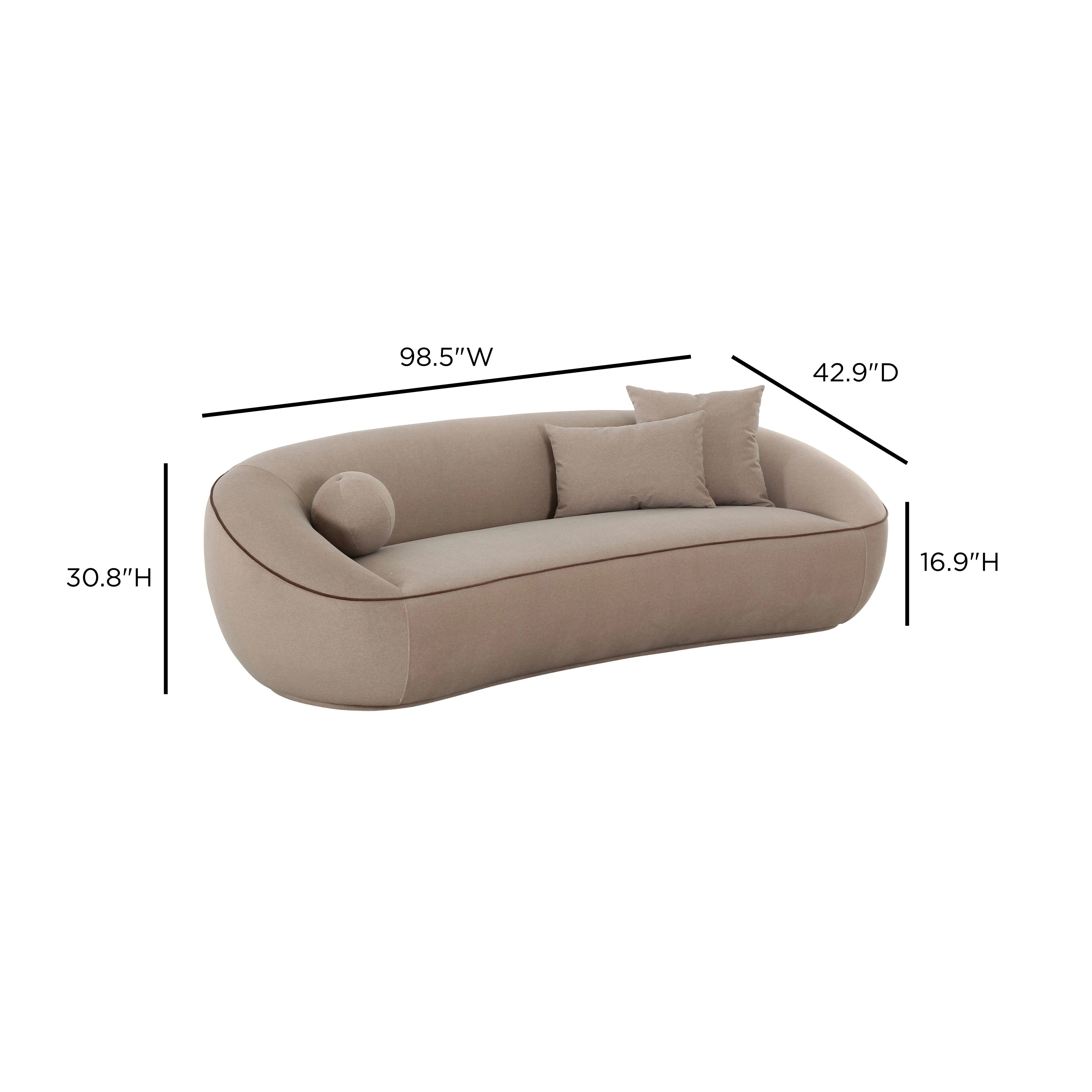 Jenny 98.5" Taupe Performance Faux Mohair Sofa