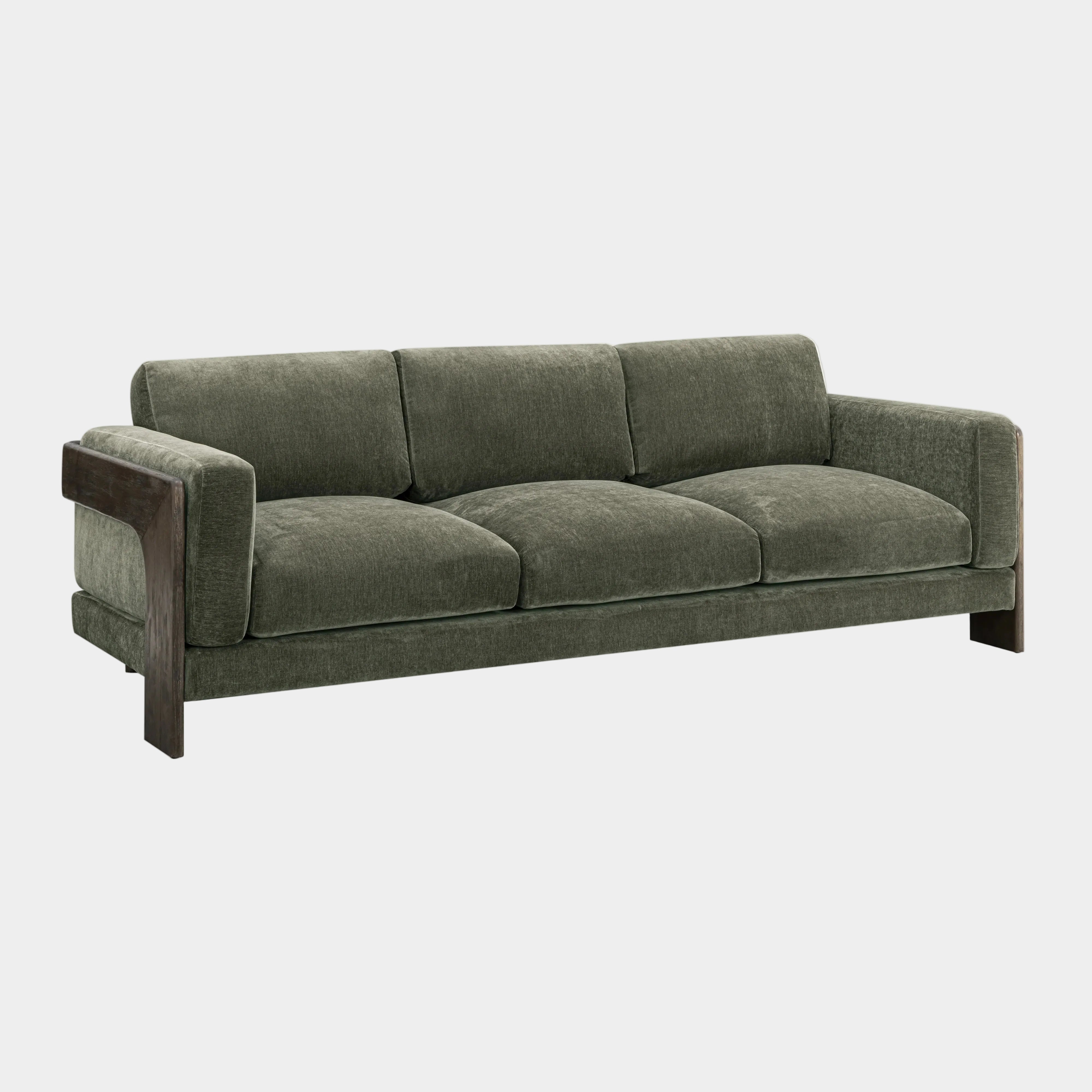 Elyn 91" Olive Green Upcycled Contract-Grade Chenille Sofa
