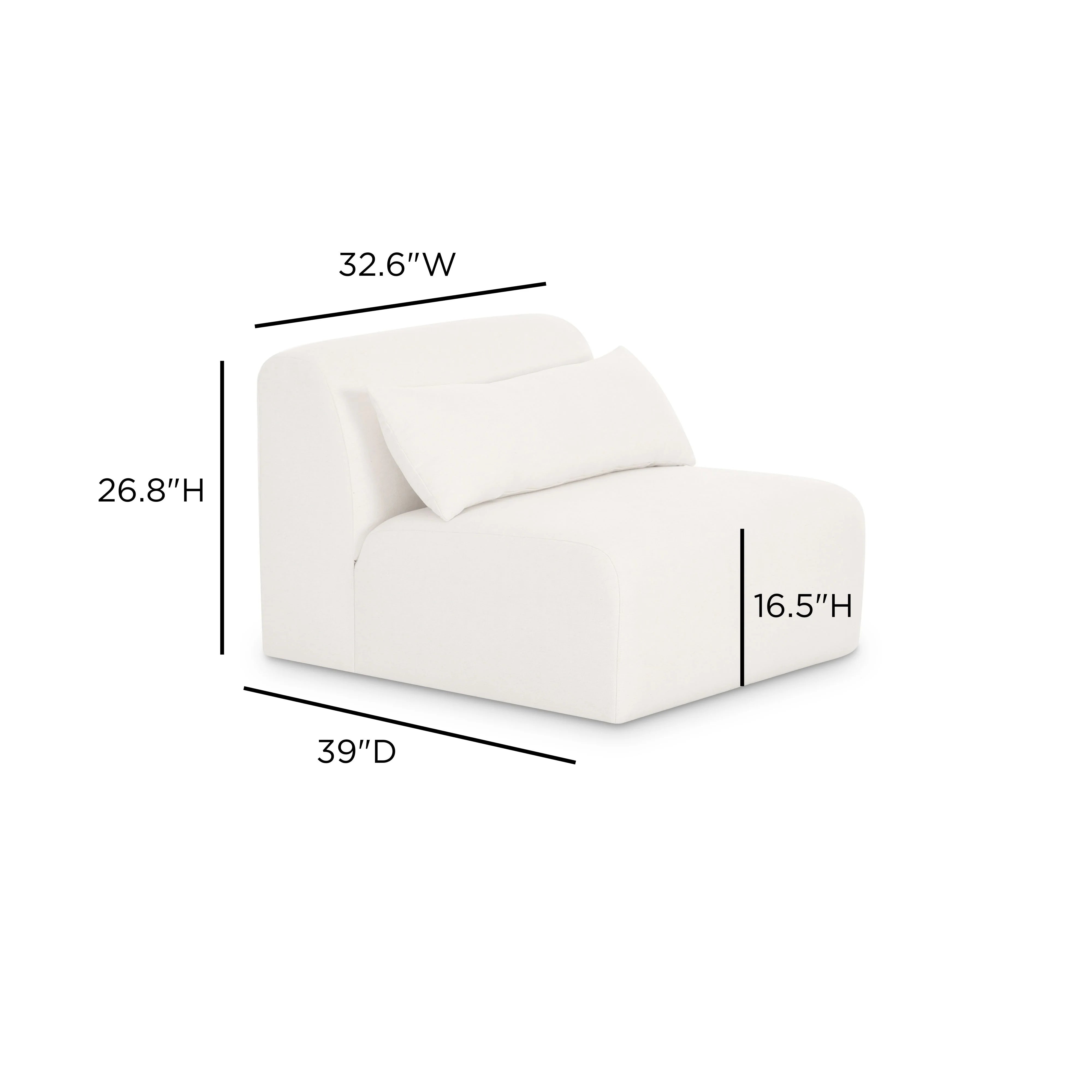 Tarra Cream Performance Chenille Modular Armless Chair