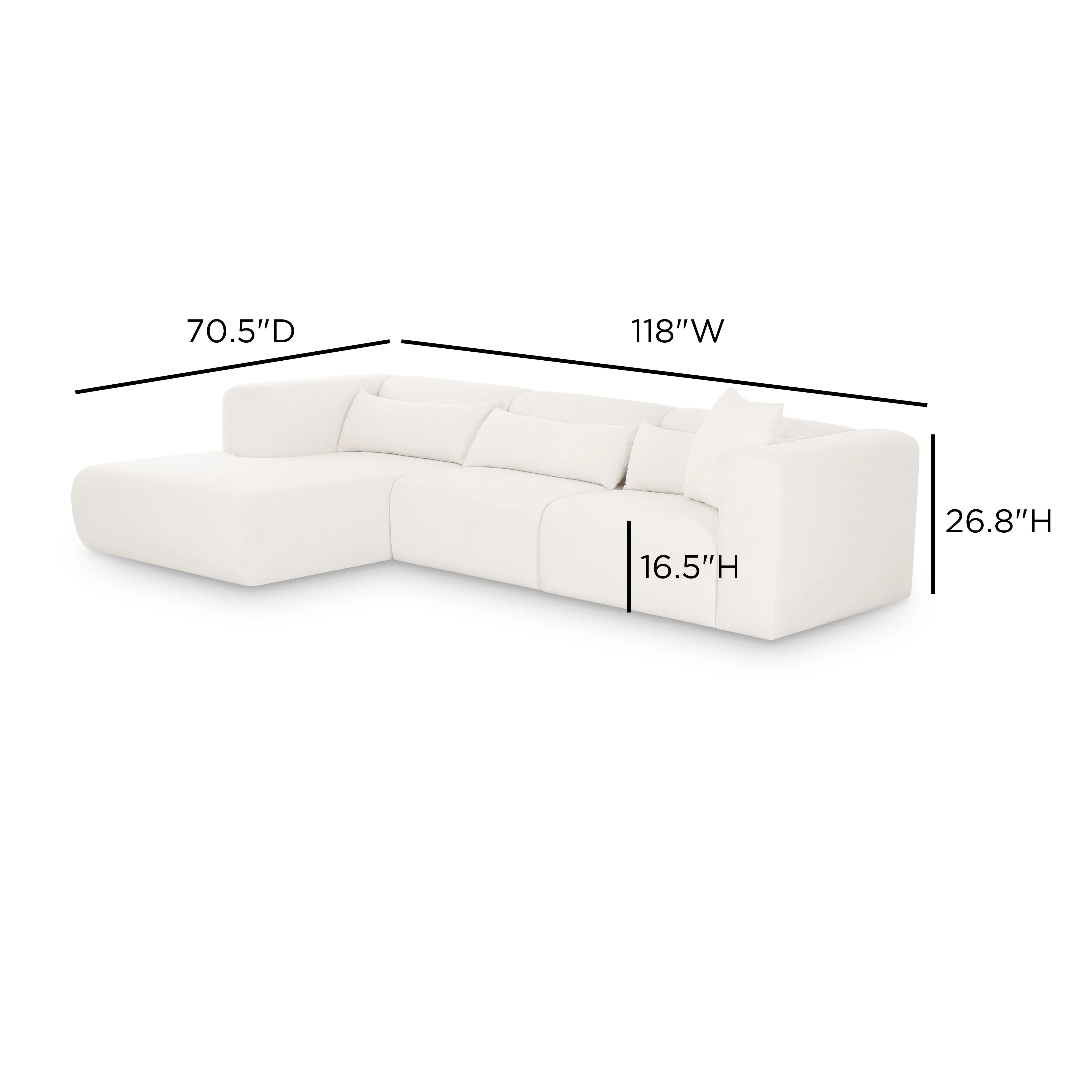 Tarra 3-Piece Cream Performance Chenille Modular Sectional