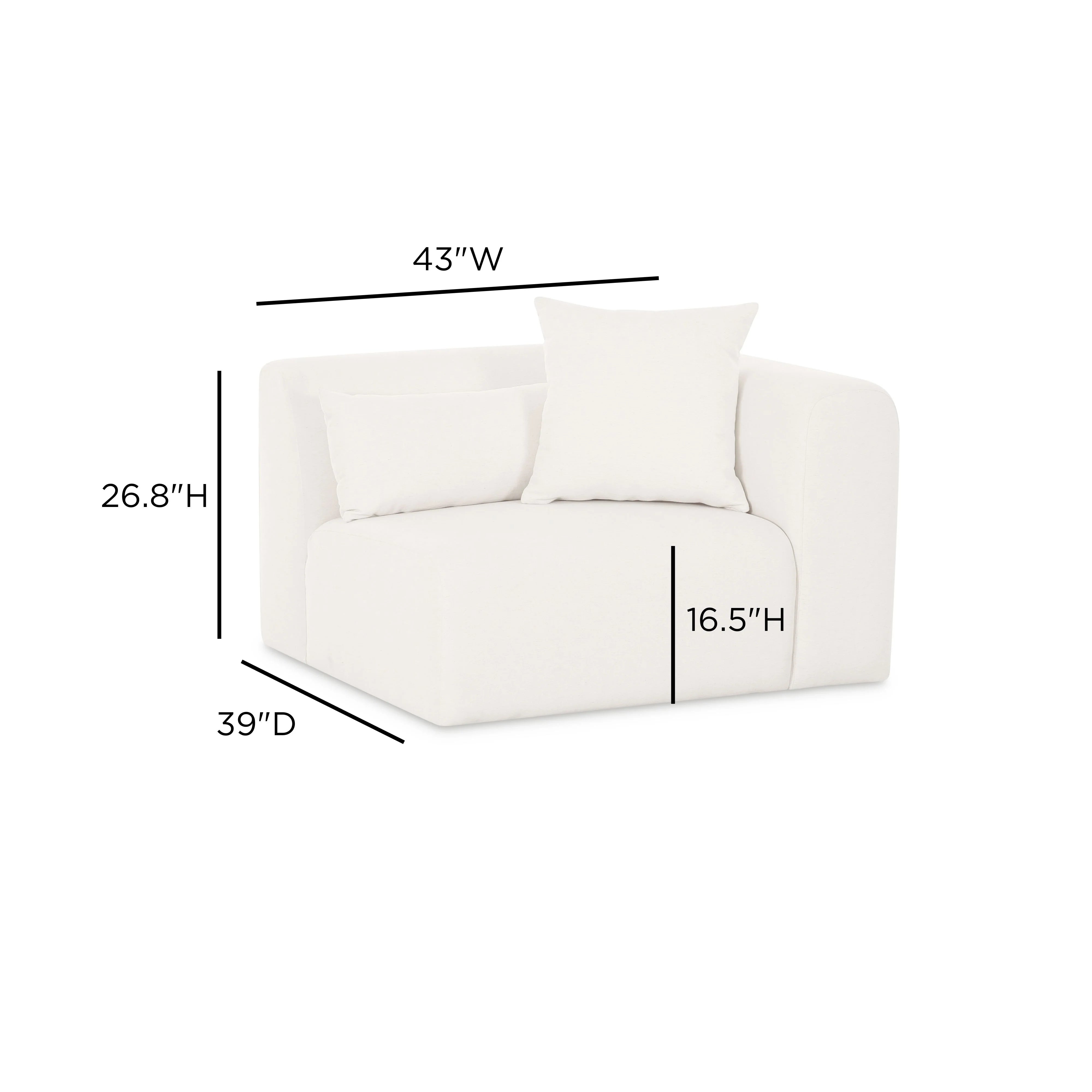 Tarra Cream Performance Chenille Modular Corner Chair