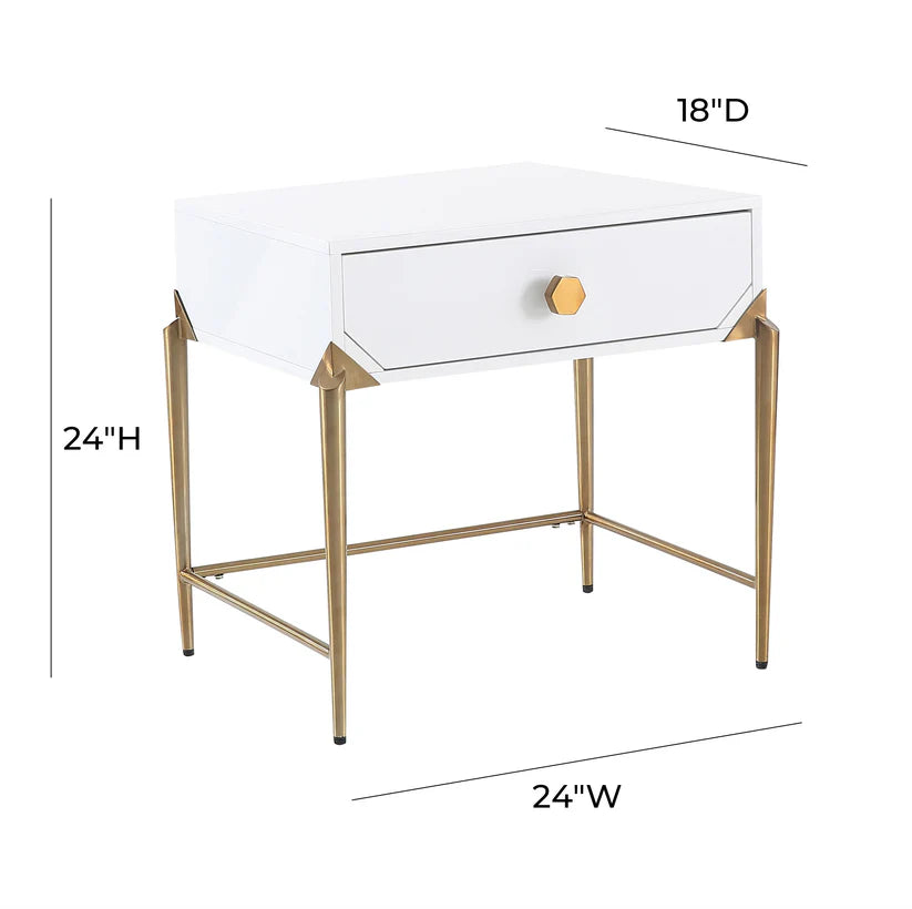 Bajo White Lacquer Side Table