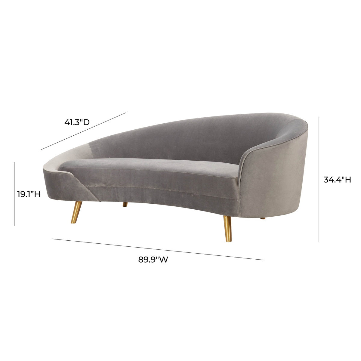 Cleopatra Grey Velvet Sofa