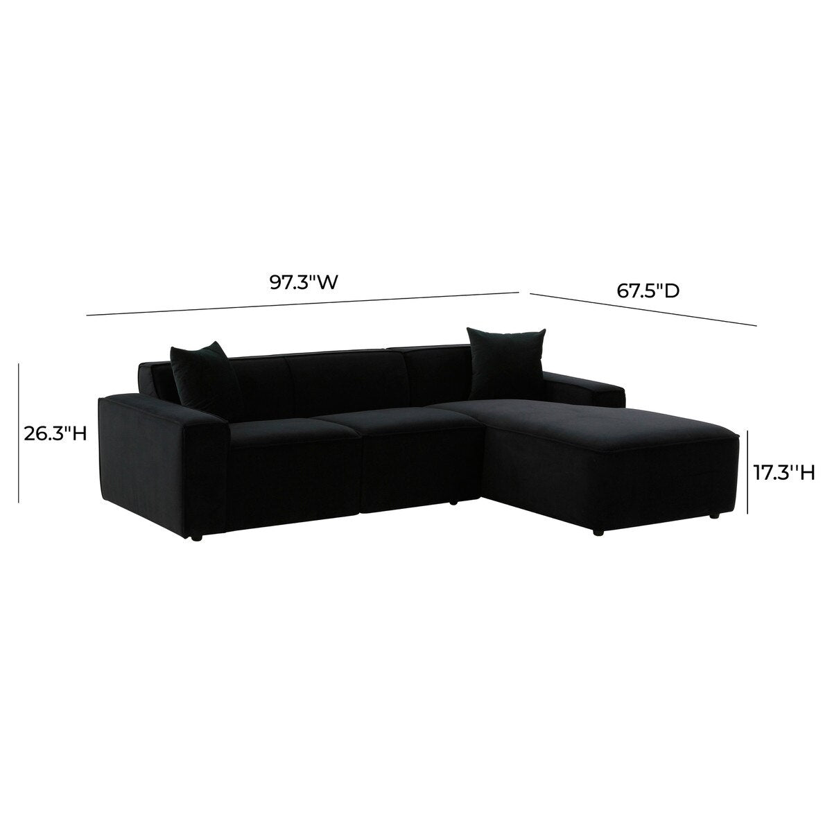 Olafur Black Velvet Sectional - RAF