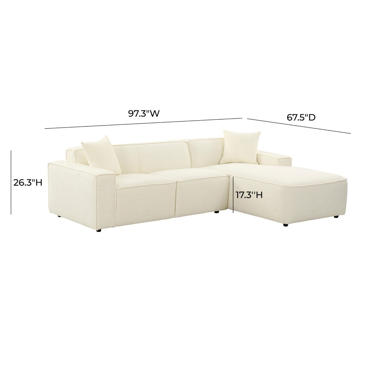 Olafur Cream Linen Sectional - RAF