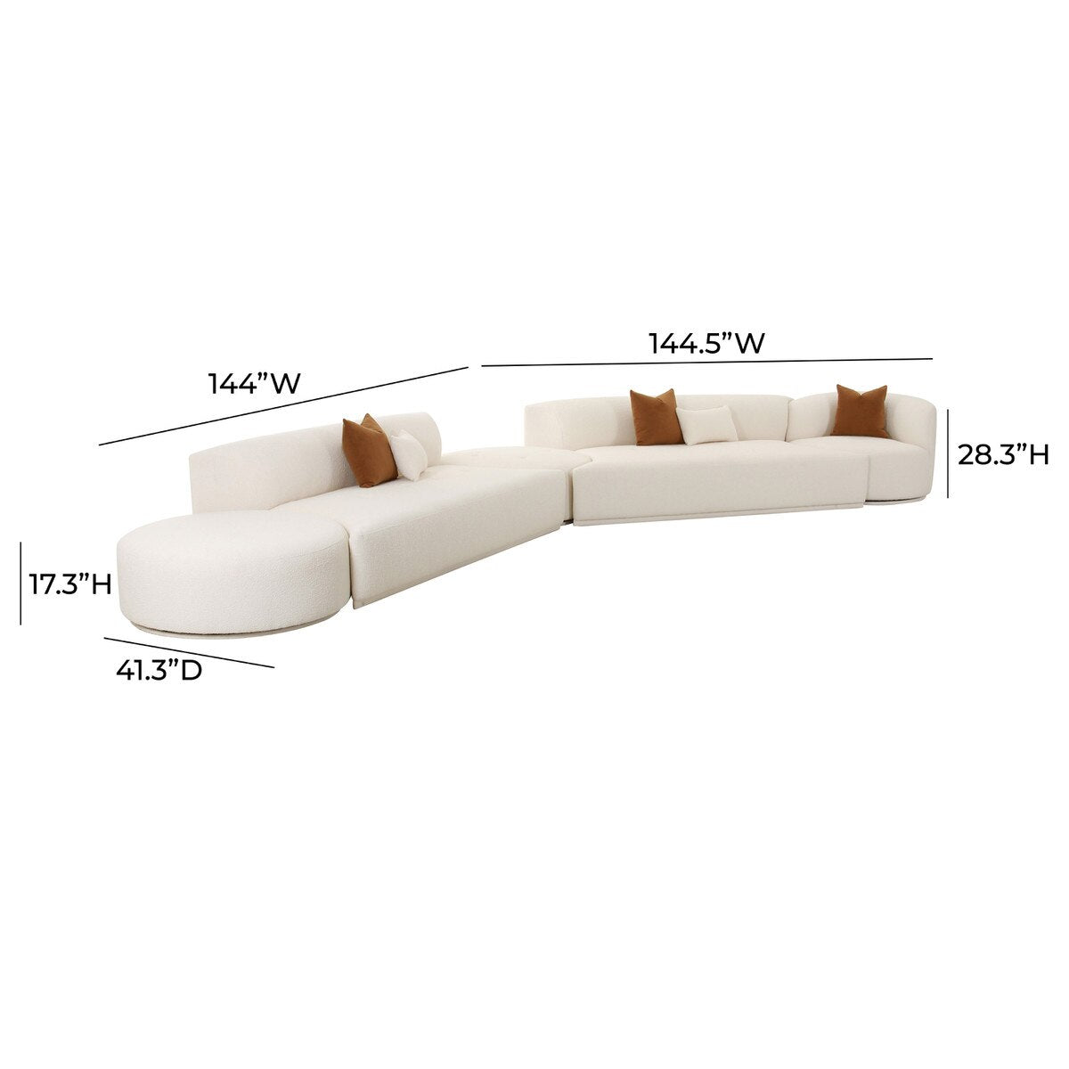 Fickle Cream Boucle 5-Piece Modular Chaise Sectional